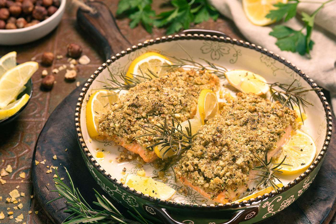 Rezept Lachs mit Nusskruste